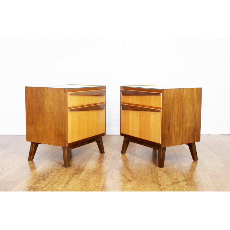 Pair of vintage night stands with compass legs, 1970