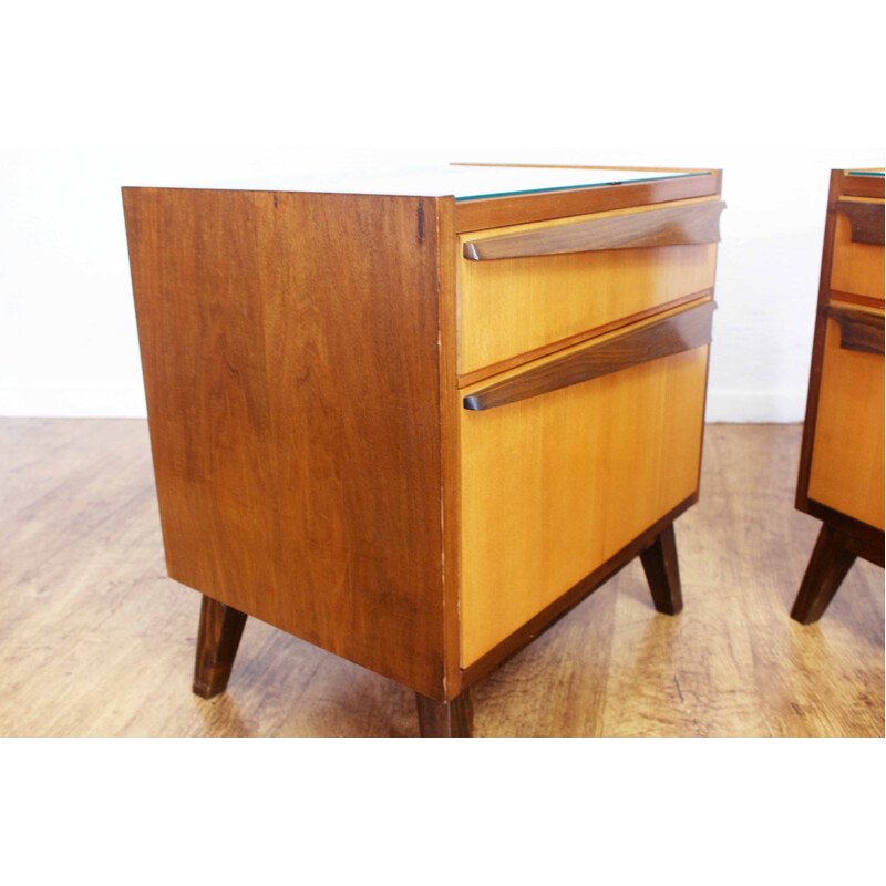 Pair of vintage night stands with compass legs, 1970
