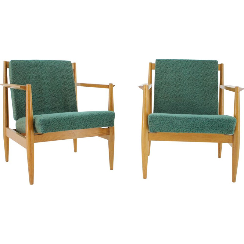 Pareja de sillones vintage de madera de Thonet, Checoslovaquia 1960