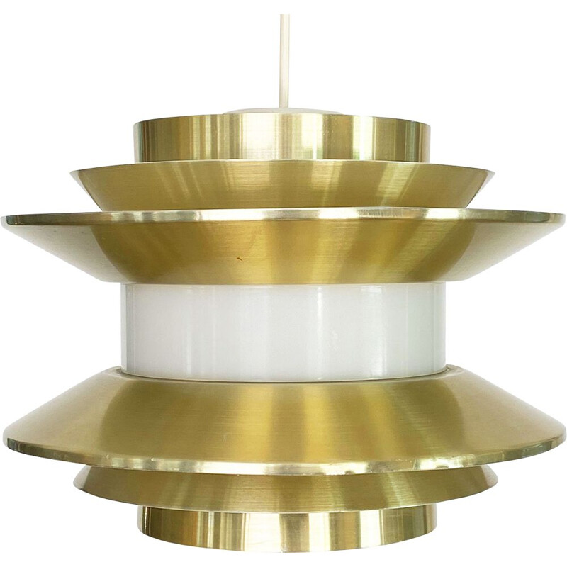 Vintage pendant lamp "Trava" in golden aluminium by Carl Thore for Granhaga Metallindustri, Sweden 1970s