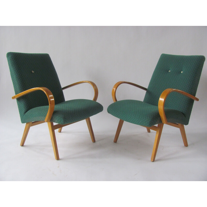 Pair of vintage armchairs by Šmídek for Ton, Czechoslovakia 1960s