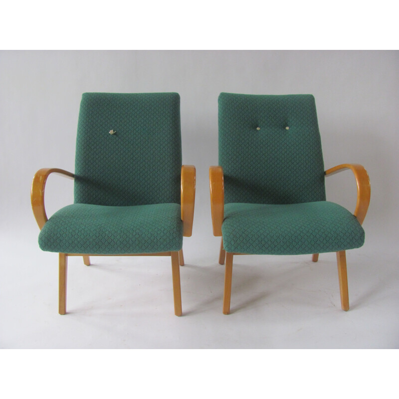 Pair of vintage armchairs by Šmídek for Ton, Czechoslovakia 1960s