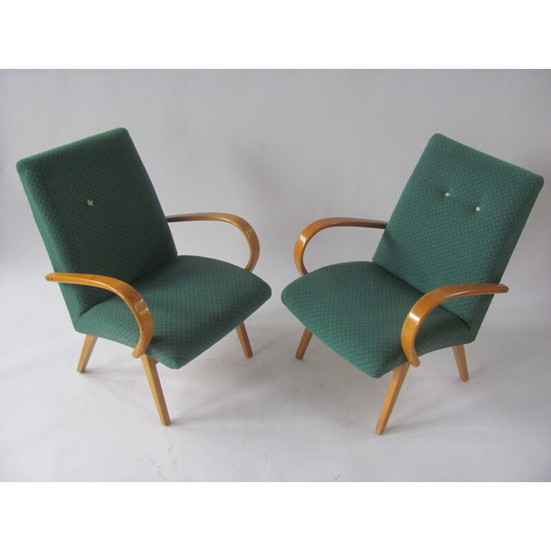 Pair of vintage armchairs by Šmídek for Ton, Czechoslovakia 1960s