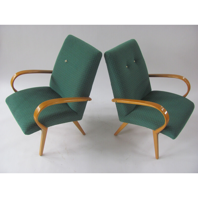 Pair of vintage armchairs by Šmídek for Ton, Czechoslovakia 1960s