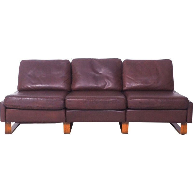 Vintage leather 3-seater Conseta sofa by Friedrich Wilhelm Möller for Cor, 1960s