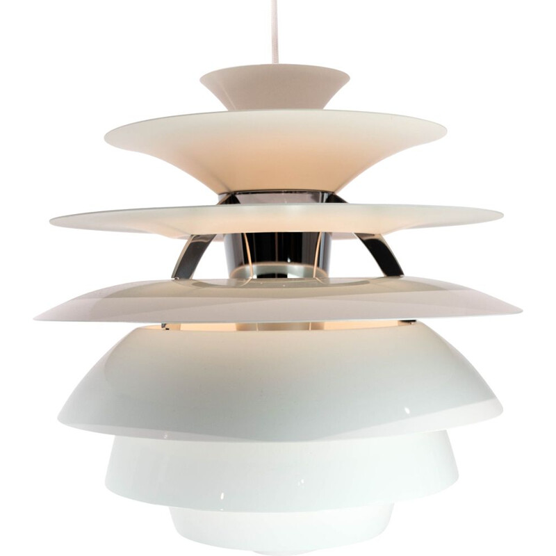 Lampada a sospensione vintage PH Snowball con paralume laccato bianco di Poul Henningsen per Louis Poulsen