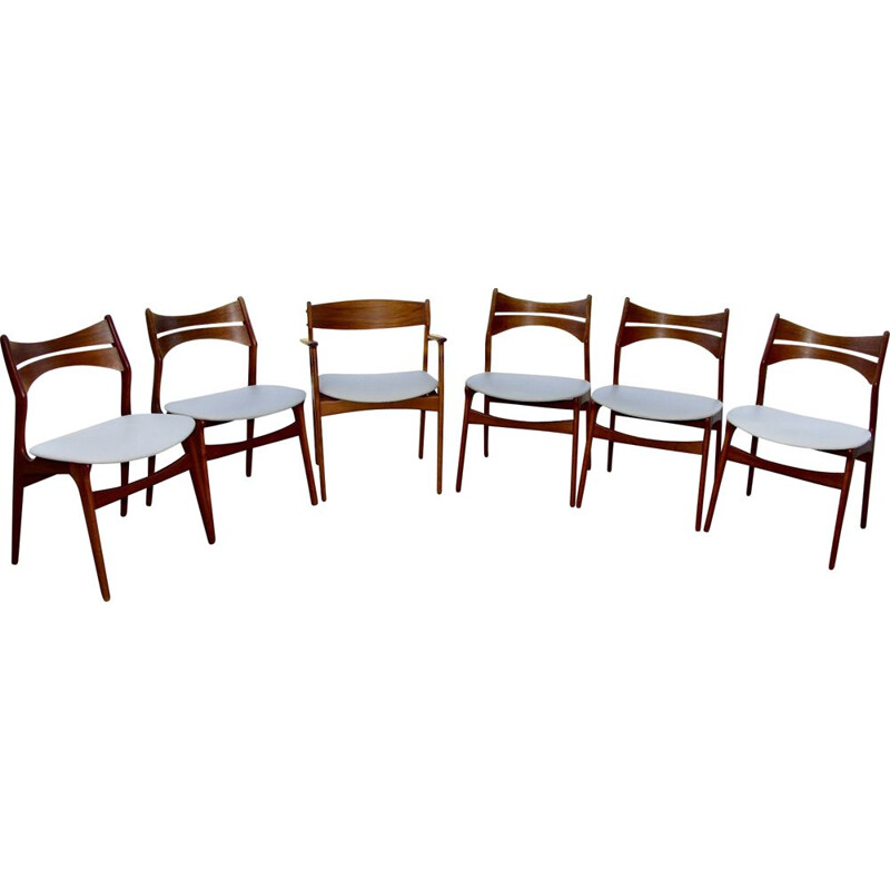 Set van 5 vintage teakhouten stoelen van Eric Buch, 1960