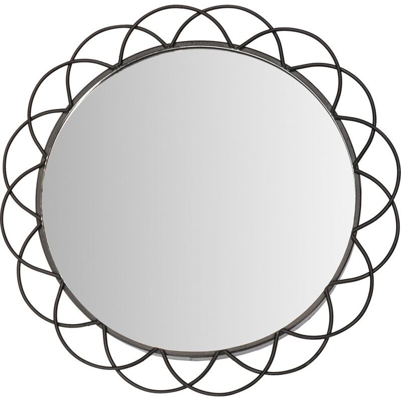 Round vintage wall mirror by VEB Sonneberg, Germany 1971