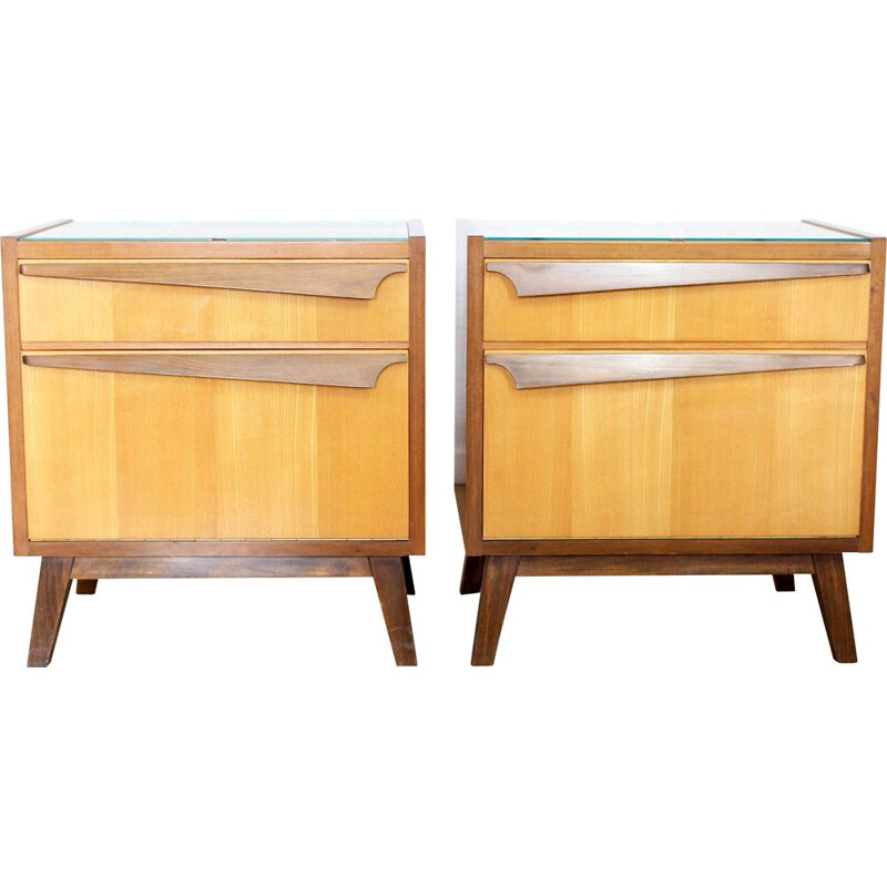 Pair of vintage night stands with compass legs, 1970