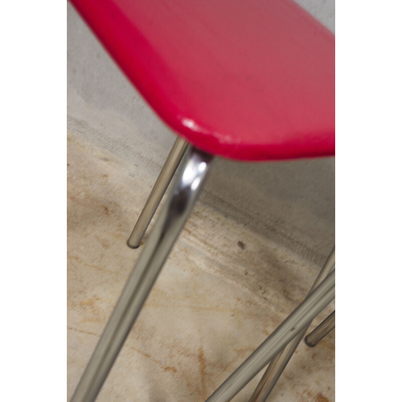 Pair of vintage chrome stools with red seat, 1960s