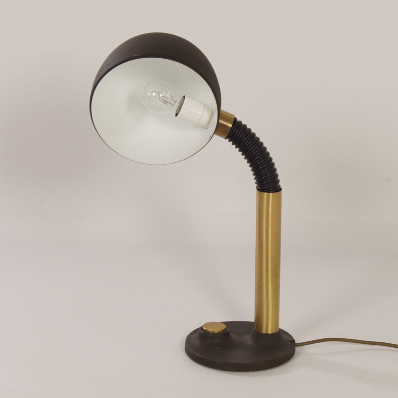 Lampe de bureau vintage en laiton par Hillebrand Leuchten, Allemagne 1970