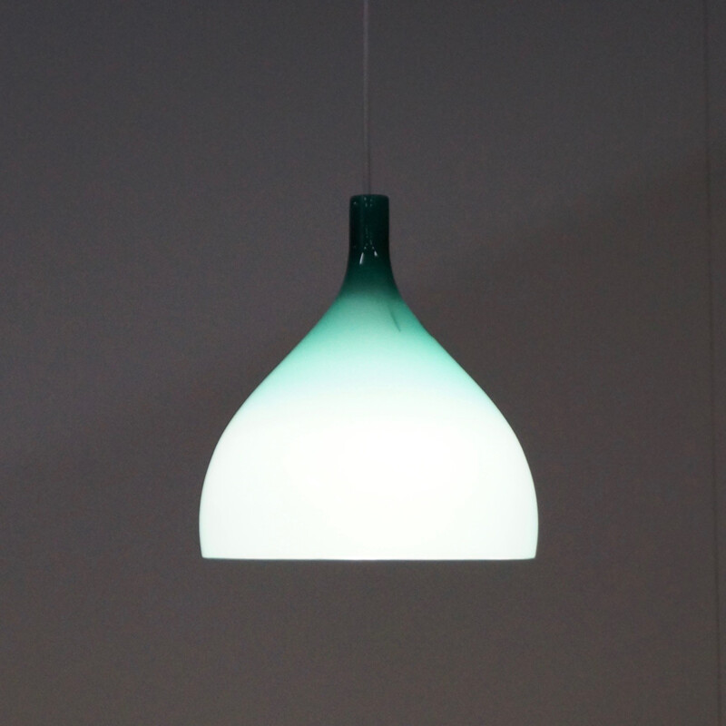 Lámpara colgante Venini de cristal de Murano verde, Paolo VENINI - 1960