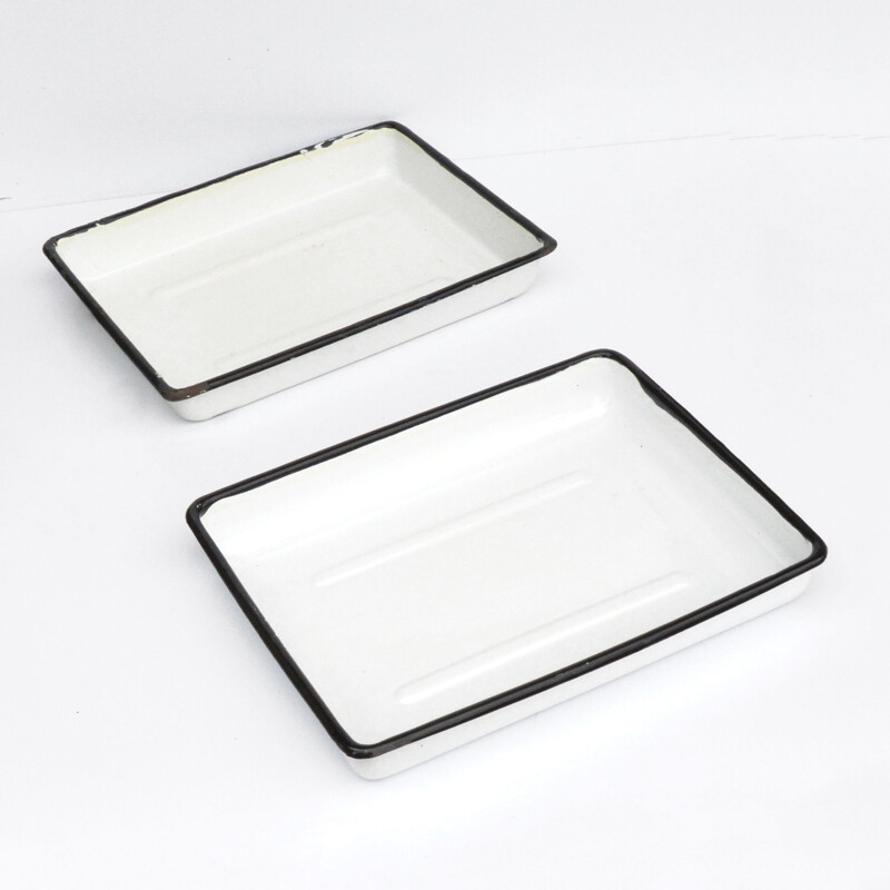 Pair of vintage surgical trays by r.z.w.m Huta Silesia Rybnik, Poland 1970s