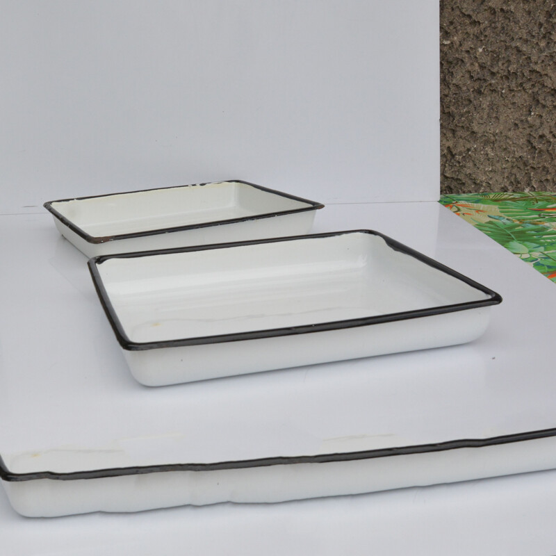 Pair of vintage surgical trays by r.z.w.m Huta Silesia Rybnik, Poland 1970s