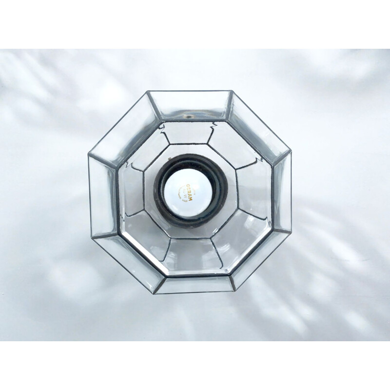 Vintage wall lamp octagonal by Hans-Agne Jakobsson for Glashütte Limburg