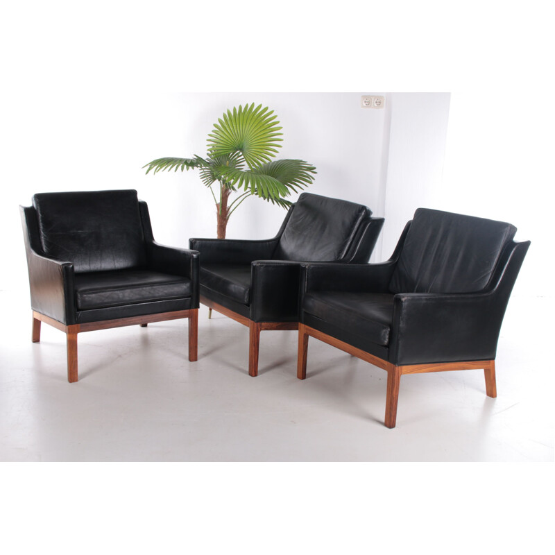 Set of 3 vintage model 39 armchairs by Kai Lyngfeldt Larsen for Soren Willadsen, Denmark 1960