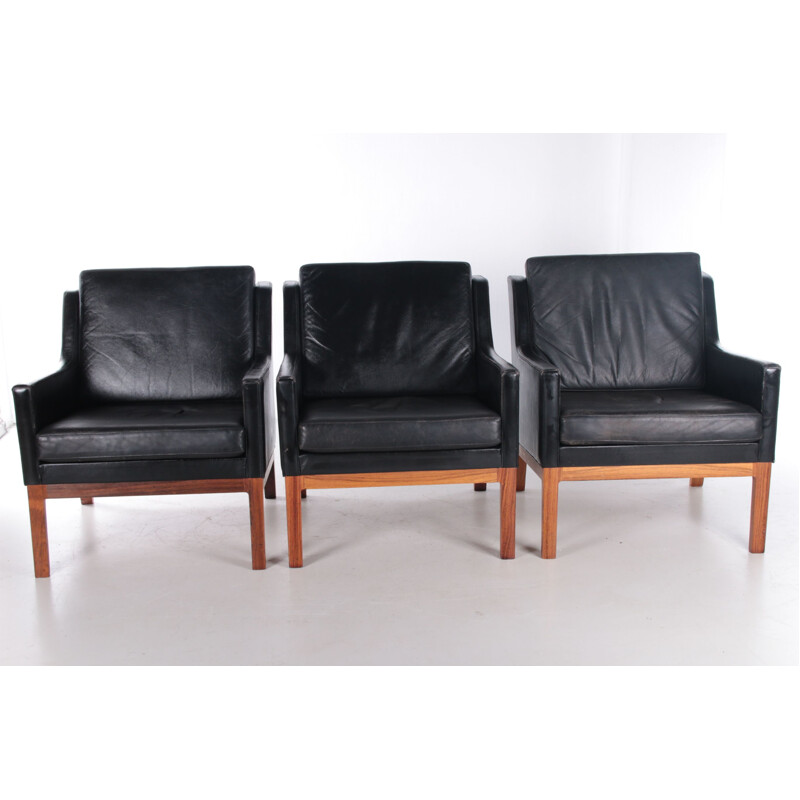 Set of 3 vintage model 39 armchairs by Kai Lyngfeldt Larsen for Soren Willadsen, Denmark 1960