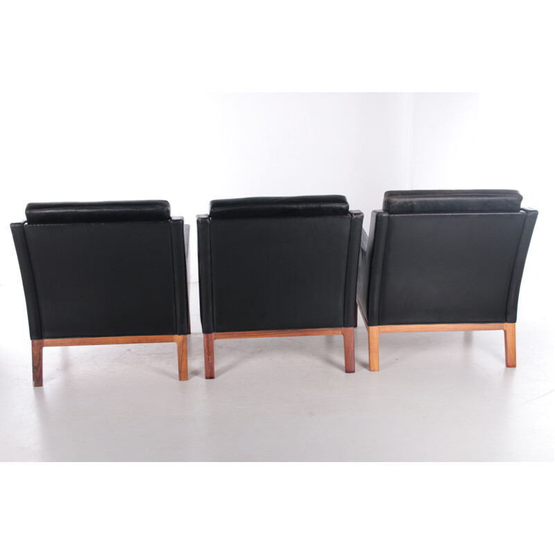 Set of 3 vintage model 39 armchairs by Kai Lyngfeldt Larsen for Soren Willadsen, Denmark 1960