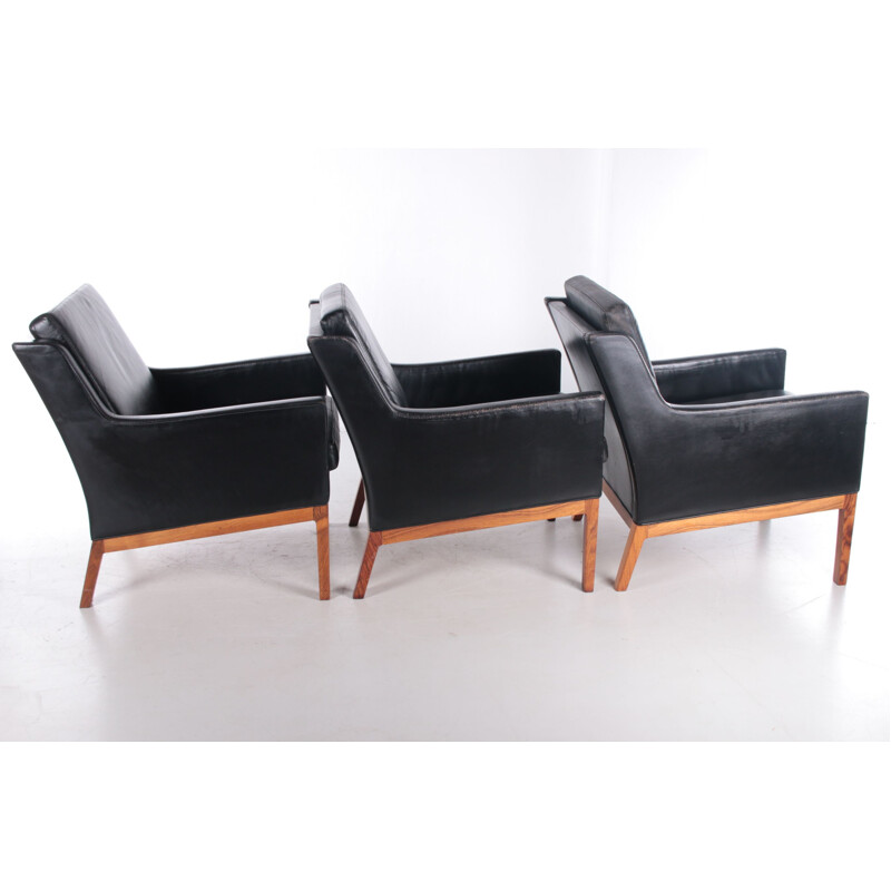 Set of 3 vintage model 39 armchairs by Kai Lyngfeldt Larsen for Soren Willadsen, Denmark 1960