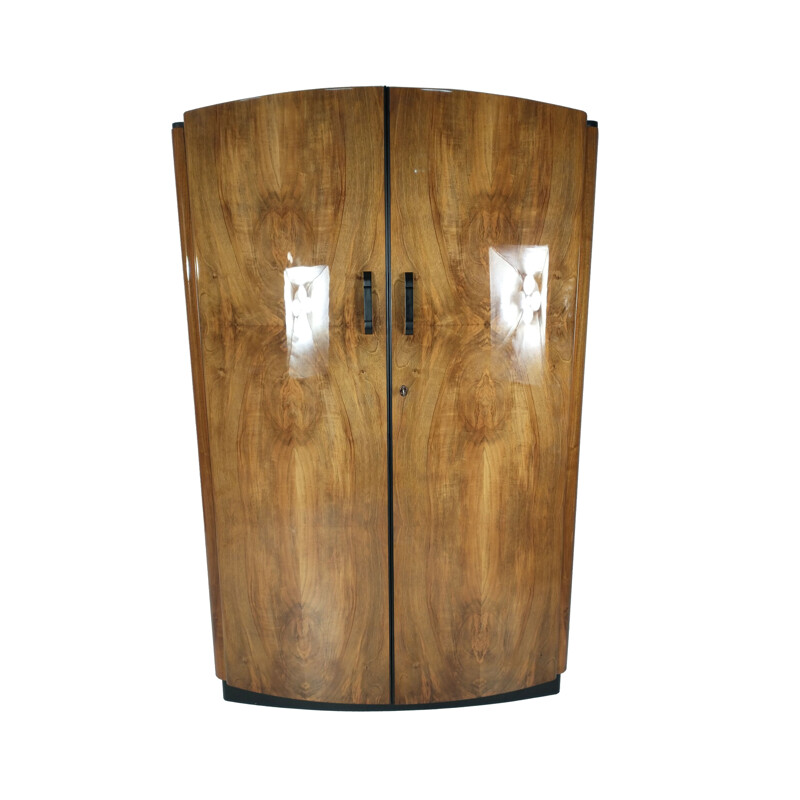 Art Deco vintage 2 doors walnut cabinet by Jindřich Halabala for UP Závody, 1950s