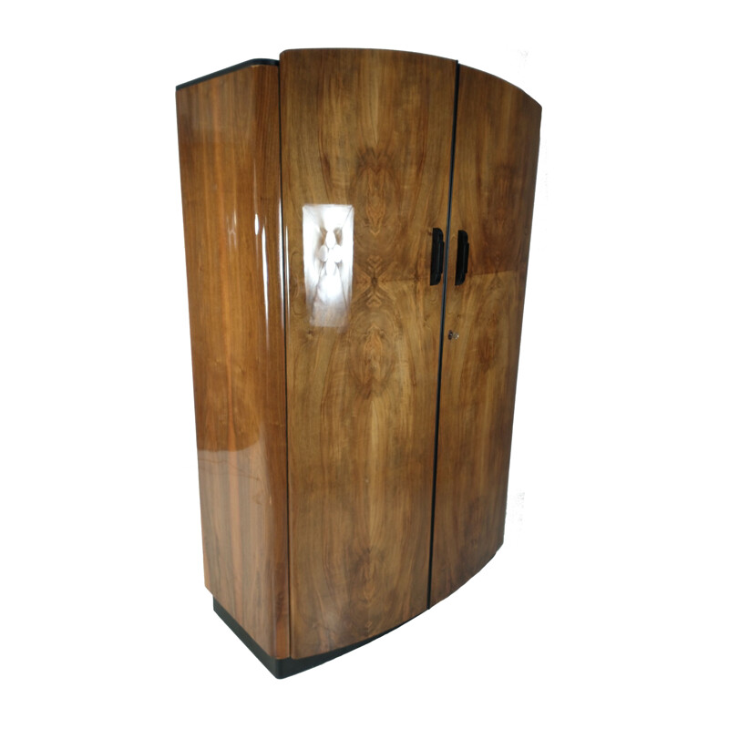 Art Deco vintage 2 doors walnut cabinet by Jindřich Halabala for UP Závody, 1950s