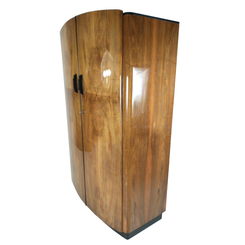 Art Deco vintage 2 doors walnut cabinet by Jindřich Halabala for UP Závody, 1950s