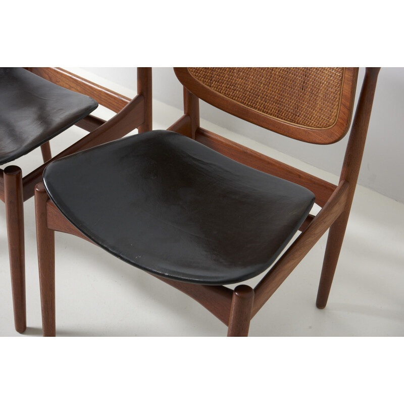 Set of vintage 4 dining chairs and 2 armchairs by Arne Vodder for France & Søn, Denmark 1960s