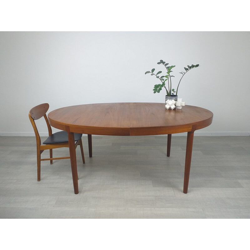 Scandinavian vintage teak oval table by Harry Ostergaard, 1960s