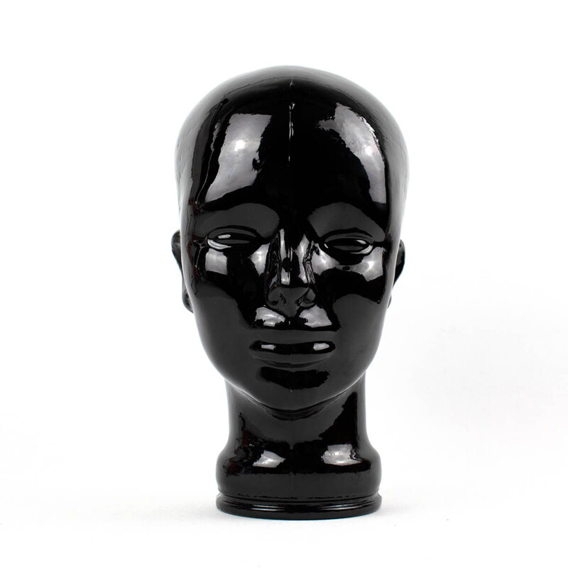 Vintage decorative black glass head, 1970s