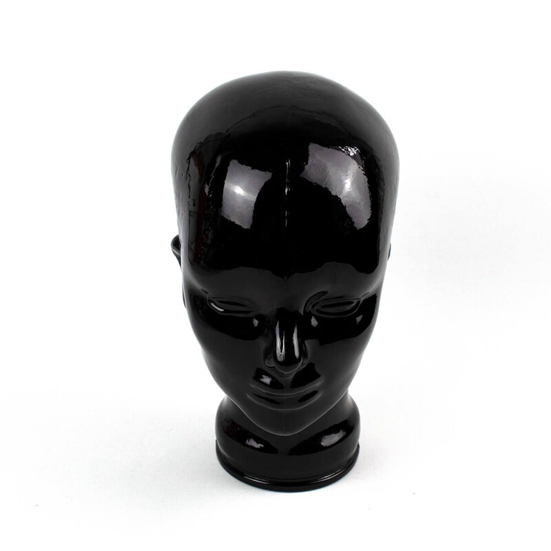 Vintage decorative black glass head, 1970s