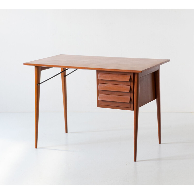 Vintage Italian mahogany desk table, 1950s