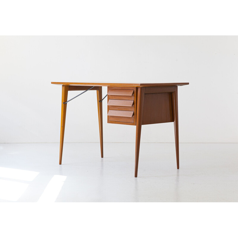 Vintage Italian mahogany desk table, 1950s