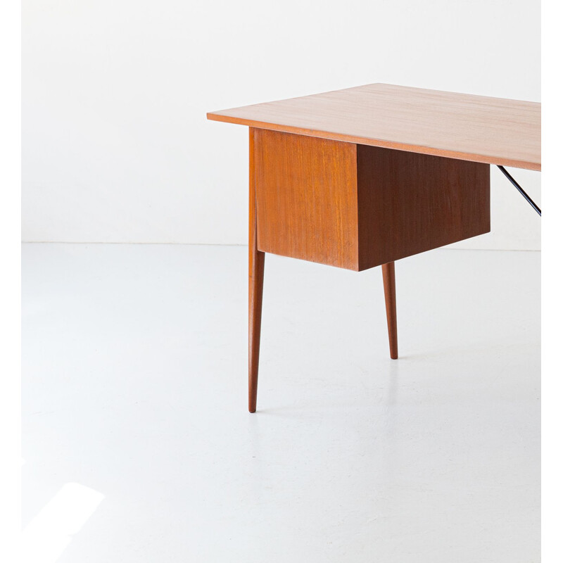 Table de bureau italienne vintage en acajou, 1950