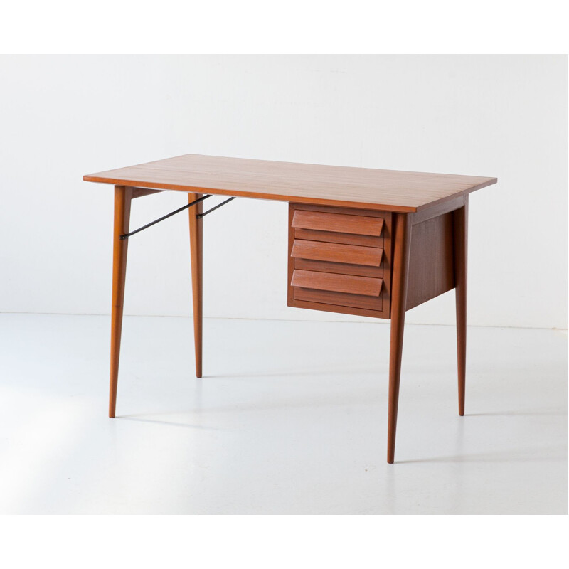 Vintage Italian mahogany desk table, 1950s