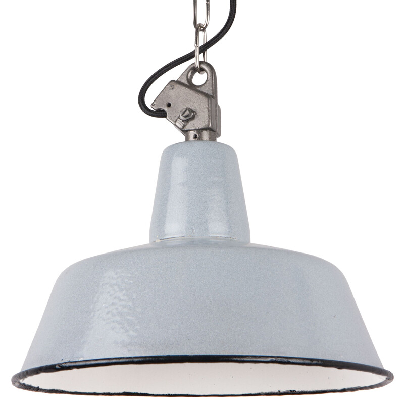 Vintage grey enamel pendant lamp, Poland 1960