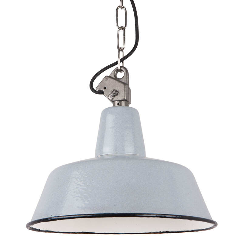 Vintage grey enamel pendant lamp, Poland 1960