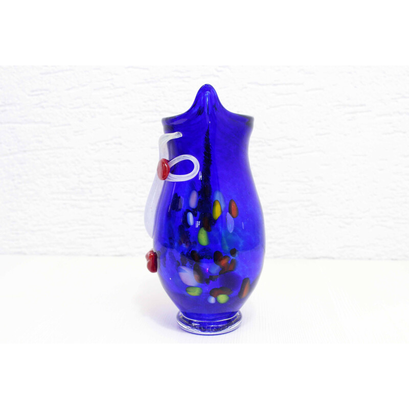 Vase visage vintage en verre de Murano, 1970