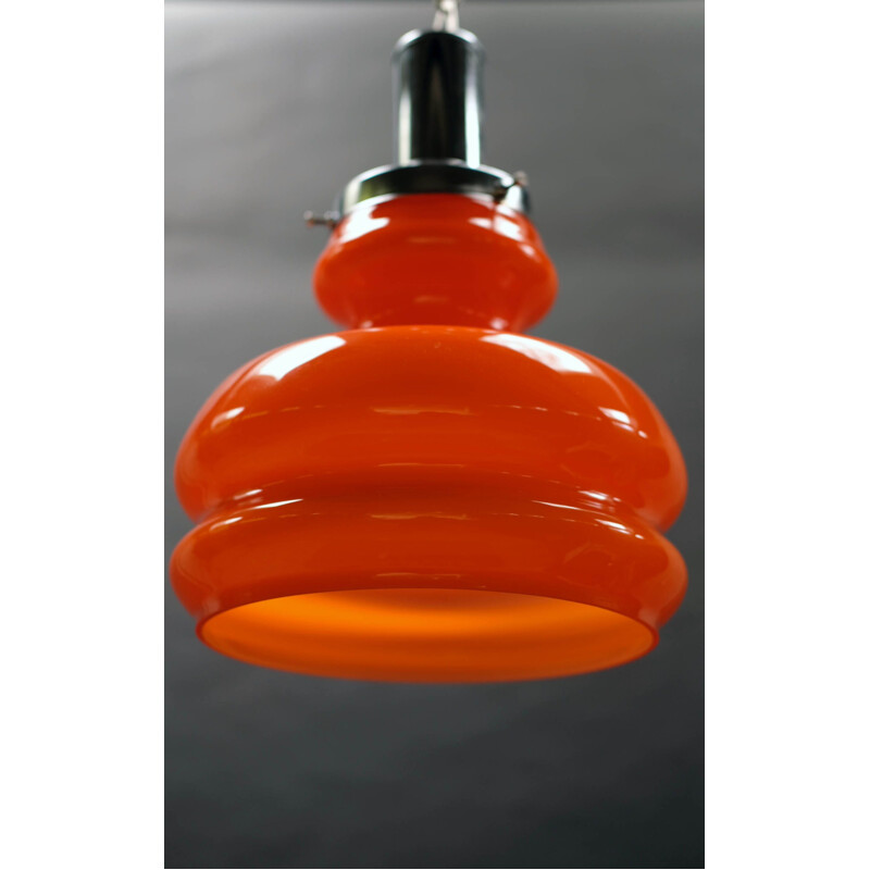 Vintage orange pendant lamp in Murano glass, Italy 1970s