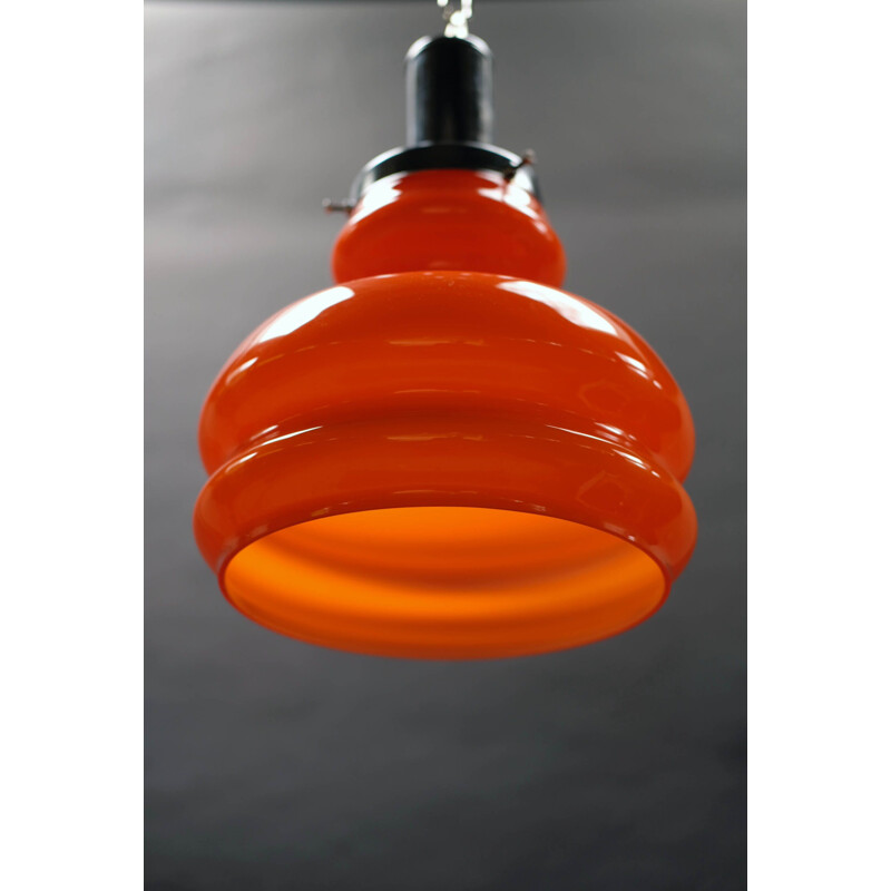 Vintage orange pendant lamp in Murano glass, Italy 1970s
