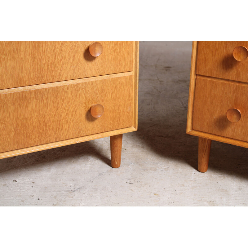 Pair of British mid century oakwood chest of drawers by Meredew, 1960s