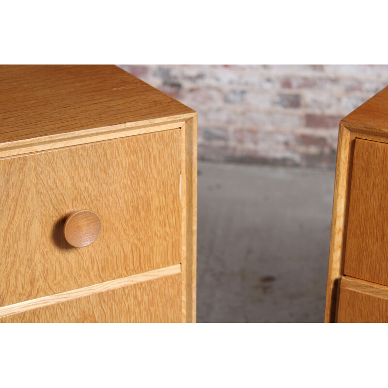 Pair of British mid century oakwood chest of drawers by Meredew, 1960s