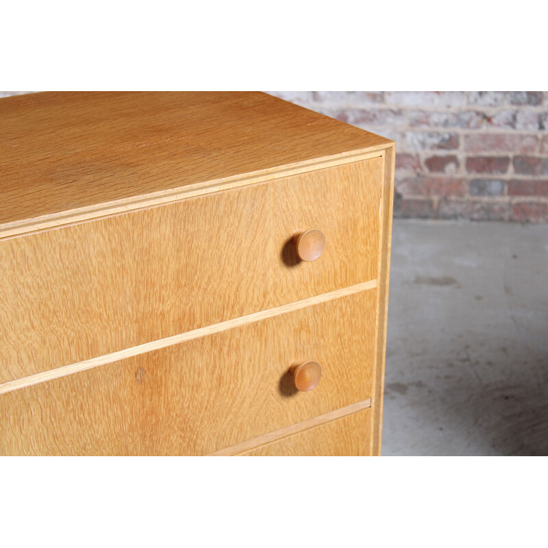 Pair of British mid century oakwood chest of drawers by Meredew, 1960s