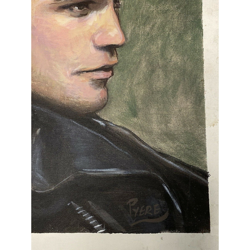 Vintage oil on canvas "portrait profile man" by Pierre Markovic, 2015