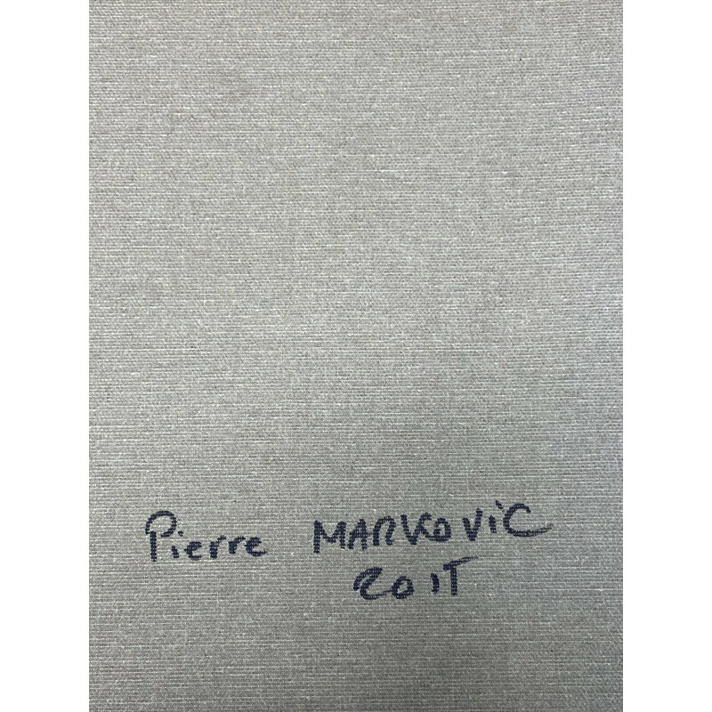 Huile sut toile vintage "portrait profil homme" par Pierre Markovic, 2015