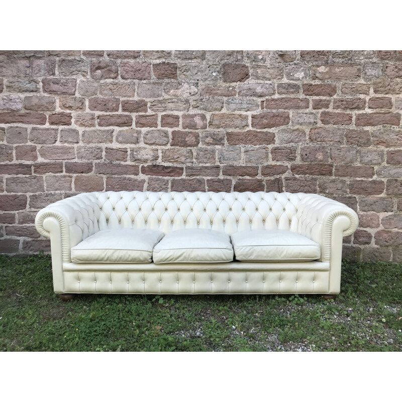 Ensemble de salon vintage Chesterfield en cuir, 1986