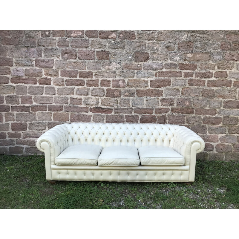 Vintage Chesterfield Wohnzimmergarnitur aus Leder, 1986