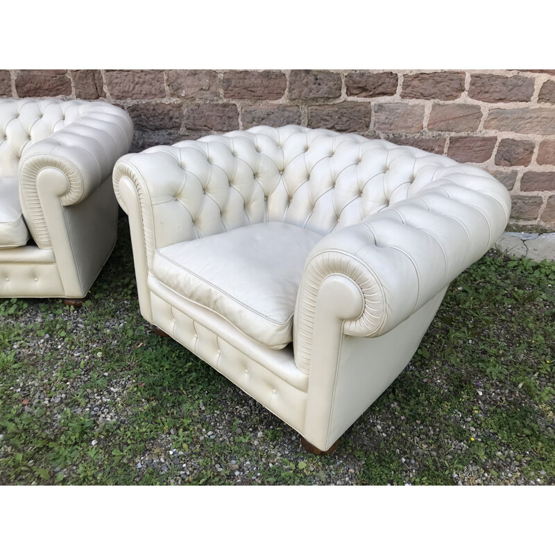 Vintage Chesterfield leather lounge set, 1986