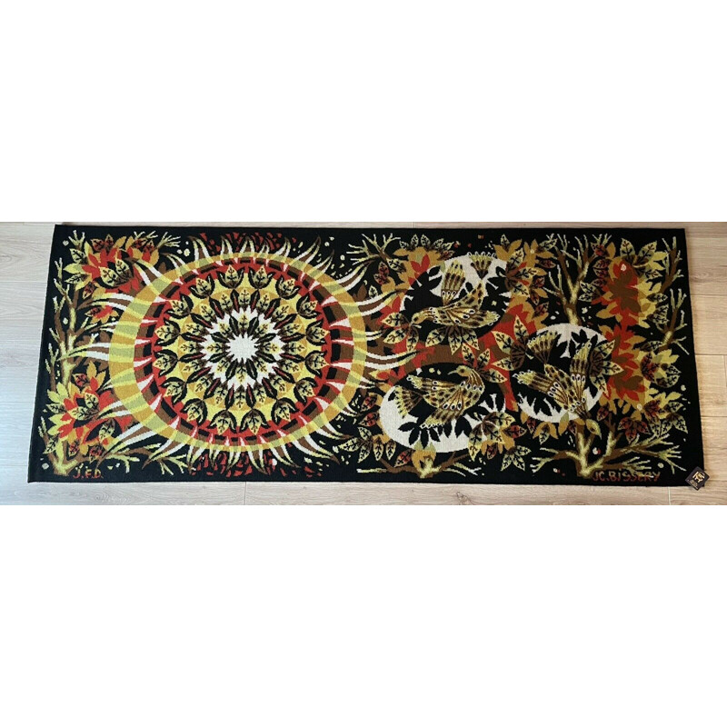 Vintage wool wall rug by Jean Claude Bissery