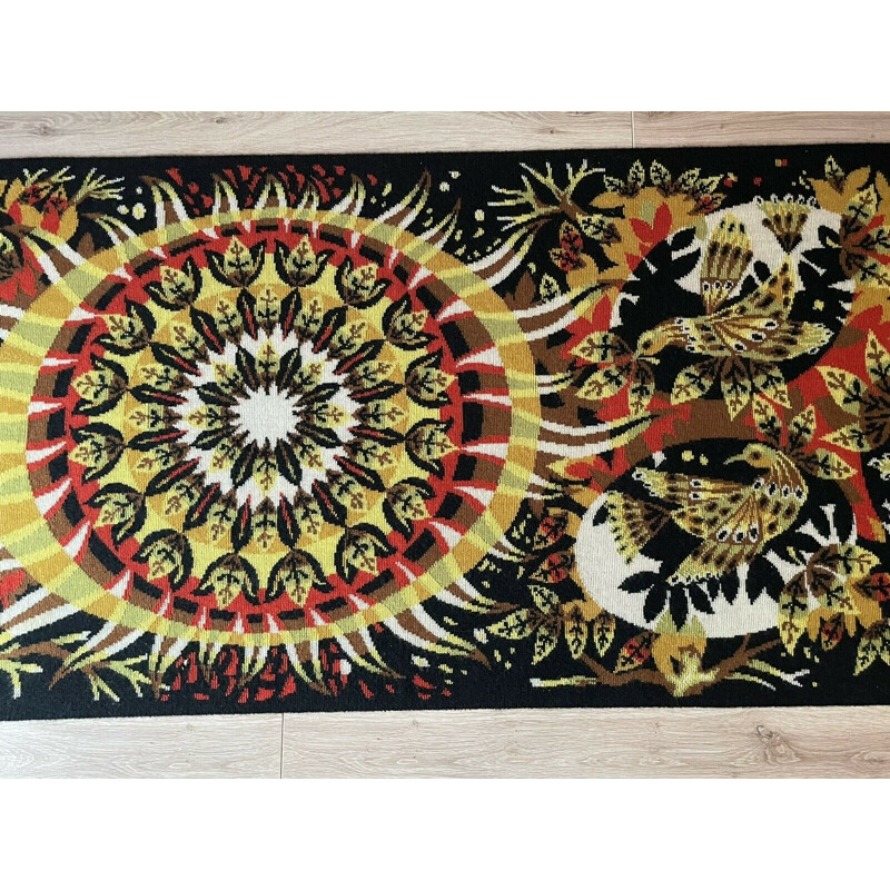 Vintage wool wall rug by Jean Claude Bissery