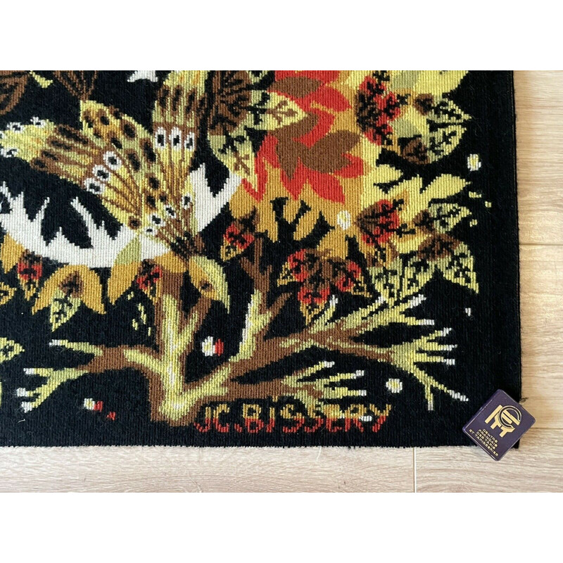 Vintage wool wall rug by Jean Claude Bissery